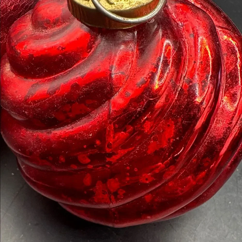Vintage Red Swirl Glass Ornament